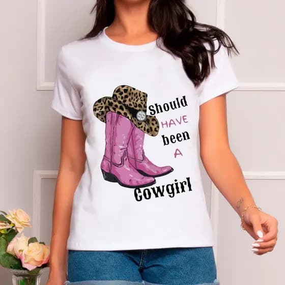 Camiseta Tshirt Feminina Blusa Estampas Bota Chapeu Boiadeira
