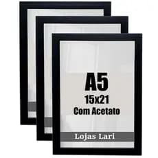 Kit 3 Molduras A5 Para Quadro Foto Poster Acetato 15x21 Cm