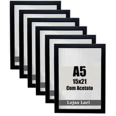 Kit 6 Molduras A5 Para Quadro Foto Poster Acetato 15x21 Cm