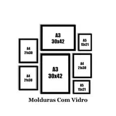 Molduras Sala Quarto Tamanhos Diferentes C/ Vidro 2A3/ 3A4/ 2A5