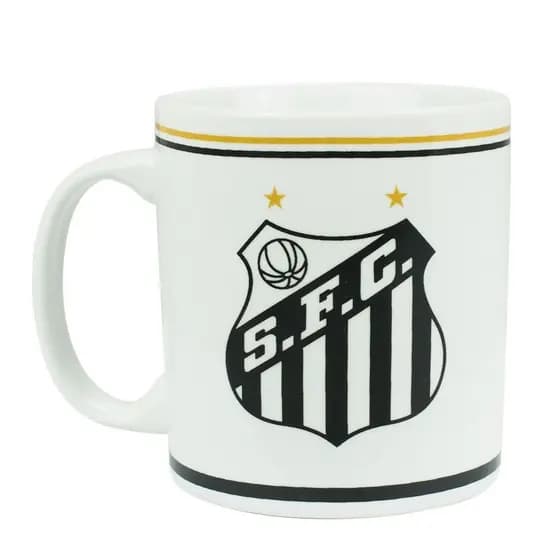 Caneca Santos FC Oficial Time Futebol Porcelana 325ml Presente Torcedor