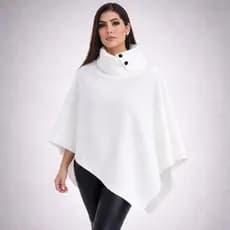 Poncho/pelerine Feminino Quentinho de Soft Gola Alta Inverno
