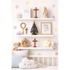 Kit 3 Prateleiras em MDF Branco Para Parede Modernas 50x15