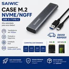 CASE M2 DUAL PROTOCOLO NVME E NGFF 10Gbps cabo 3.1