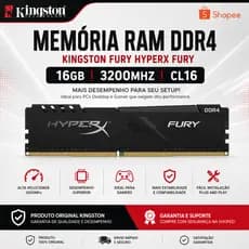 [SEMI NOVAS] MEMÓRIA PC DESKTOP/GAMER DDR4 16GB 3200MHZ CL16 KINGSTON HYPERX FURY 100% FUNCIONANDO