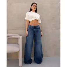 Calça Jeans Feminina Wide Leg Relaxed Cintura Baixa 29909