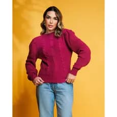Blusa Feminina Manga Longa Tricot Tendência Moda Barra Justa  Acinturada