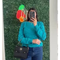 Blusa de Tricot OverSize Feminina com Detalhes de Bolinhas Pipoca
