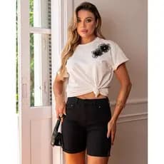 Bermuda Meia Coxa Feminina Básica 23651 Consciência Jeans