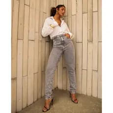 Calça Jeans Mom Feminina Cintura Alta Básica com Elastano 00201 Consciência Jeans