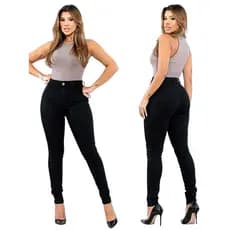 Calça Jeans Skinny Hot Pants Feminina com Cintura Alta e Lycra Lambada 03000 Preto (36 ao 50)
