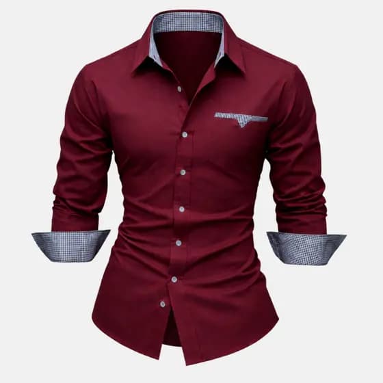 Camisa Masculina Casual Manga Longa Modelagem Slim Fit - 60% Algodão 40% Poliéster