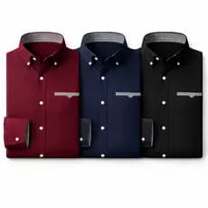 Kit 3 Camisas Social Masculina Manga Longa Com Algodão - Escritório, Igreja, Festa, Casamento