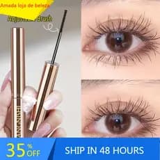 4D Máscara De Fibra De Seda 2.5MM Ultra-Fine Lengthens Eyelashes Pequena Cabeça De Escova Curling Waterproof Marrom Seco Rápido