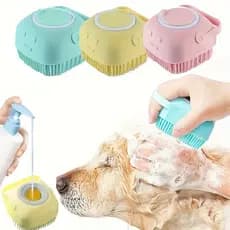 Escova de Banho e Massagem de Silicone Duas em Um para Cães - Ferramenta de Limpeza Suave.