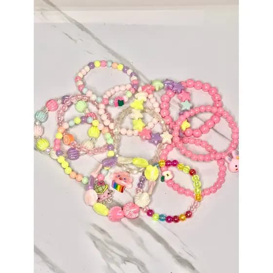 kit 12 pulseira infantil  Pulseira de contas para crianças