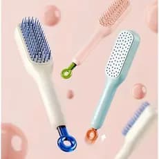 Escova de Cabelo Retrátil com Limpeza Automática e Anti-Estática - Design Ergonômico