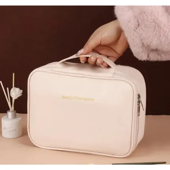 Bolsa de Maquiagem PU com Compartimentos Inteligentes