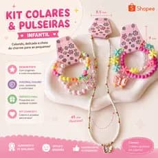 Conjunto infantil/Colar infantil + Pulseiras infantil, pulseiras de continhas