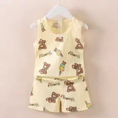 Conjunto de Colete para Bebês, Roupa de Casa para Crianças, Top+Shorts Conjunto de 2 peças