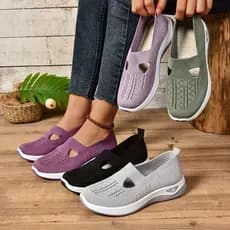 Sapatos esportivos femininos, sapatos de passeio respiráveis casuais,
