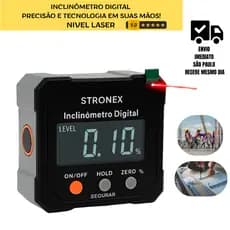Inclinômetro Digital Laser Duplo Magnético Nível Buscador De Angulo Medidor Fixação Magnética De Inclinação Digital