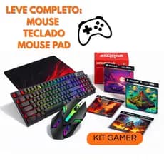 Kit Gamer: Teclado Semi Mecânico RGB + Mouse RGB Óptico + Mouse Pad  Profissional, PC, Not, Xbox,Ps5