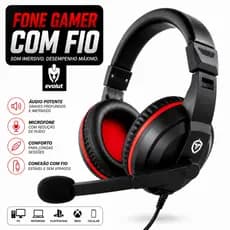FONE GAMER COM FIO HEADSET GAMER MARCA EVOLUT COM MICROFONE COMPUTADOR HEADPHONE VIDEOGAME EG308/STARTER
