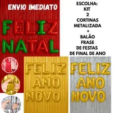 PAINEL FELIZ NATAL FRASE FELIZ ANO NOVO 2026 CORTINA PRATA METALICA CORTINAS DOURADA DECORAÇÃO FESTAS DE FINAL DE ANO