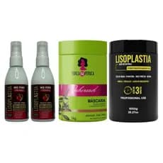 2 Protetor Termico+ Máscara Jaborandi + Reconstrução Lisoplastia