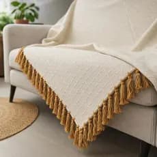 Manta Decorativa Com Franja Para Sofa Sala Cama 160x160cm Texana