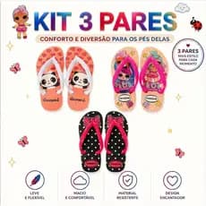 Kit 3 Pares Chinelo Sortidos infantil Promoção Atacado Barato Conforto Chinelo Super Promoção Leve  Dia a Dia