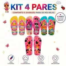 Kit 4 Pares Chinelo infantil Sortidos  Feminino Masculino Sortido Envio Rápido barato  promoção  oferta