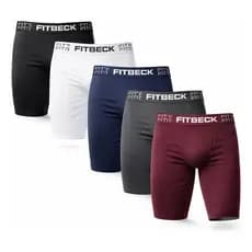 Kit 5 Cueca Boxer Longa Fitbeck Microfibra Conforto Top