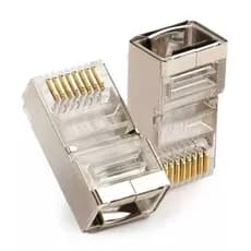 Conector Blindado RJ45 Cat5 8P8c Para Gigabit Ethernet Banhado a Ouro 100 Unidades Exbom - CONT-RJ45M100