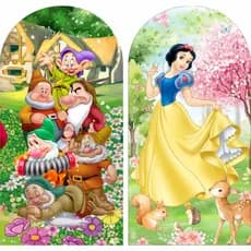 PAINEL DE FESTA BRANCA DE NEVE ROMANO 2M X 1M  EM TECIDO SUBLIMADO