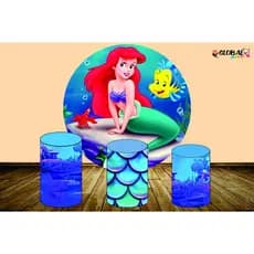 Kit Painel Redondo 1,50 + Capas Cilindros S Pequena Sereia