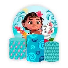 Painel Redondo Moana Baby + Trio Capas Cilindros Tecido