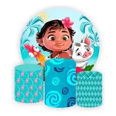 Painel Redondo Moana Baby + Trio Capas Cilindros Tecido