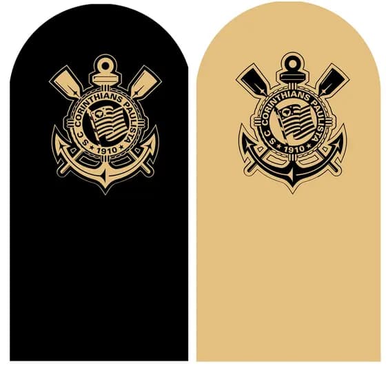 Painel DUPLO Retangular (s/Elastico) Romano (com elastico) Corinthians Preto/Dourado 2x1