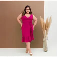 Vestido Midi Transpassado Malha Suede (44 ao 50)