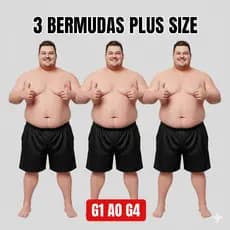 🔥 Kit 3 Bermudas Plus Size Masculina G1 ao G5 Super Conforto Secagem Rápida Preço Imbatível🔥 GRANDES ACIMA DO PESO TOP