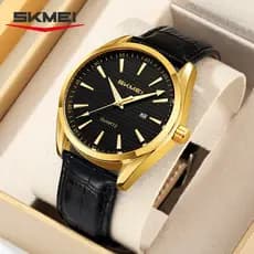 SKMEI 2490 Moda Relógio De Quartzo Para Homens Cinto Calendário À Prova D'água High End Mens Relógios De Pulso
