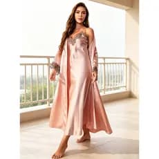 Conjunto De Pijama De Renda Feminino De 2 Peças Com Decote Em V Cami Robe Calças Macio Respirável Loungewear Pijamas Con