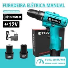 Parafusadeira Furadeira 12V a Bateria Sem Fio Com Carregador