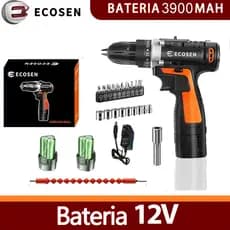 Parafusadeira Furadeira 12V A Bateria Sem Fio Íon-caixa Malet E 2 Carregador