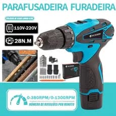 Parafusadeira  Furadeira a bateria 12 volts 3900mah 0-380rpm / 0-1300rpm