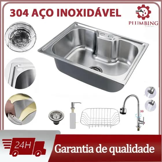 Cuba para Cozinha pia inox Com Acessórios Torneira Cozinha Gourmet