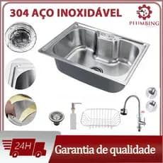 Cuba para Cozinha pia inox Com Acessórios Torneira Cozinha Gourmet