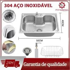 Cuba para Cozinha gourmet aço inoxidável pia acessórios 50x40